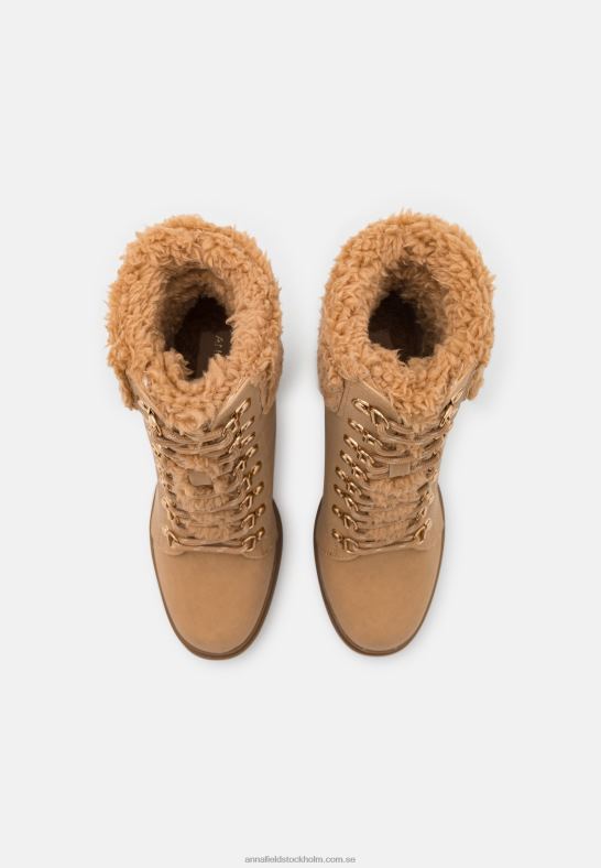 ankelstövlar med snörning i läder beige Anna Field 42BF62024 kvinnor