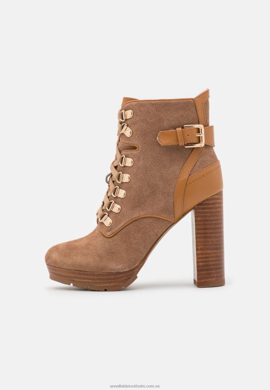 läder ankelboots med snörning konjak Anna Field 42BF62018 kvinnor