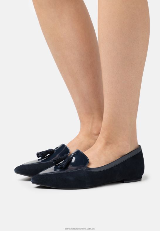 balettpumps i läder mörkblå Anna Field 42BF62139 kvinnor