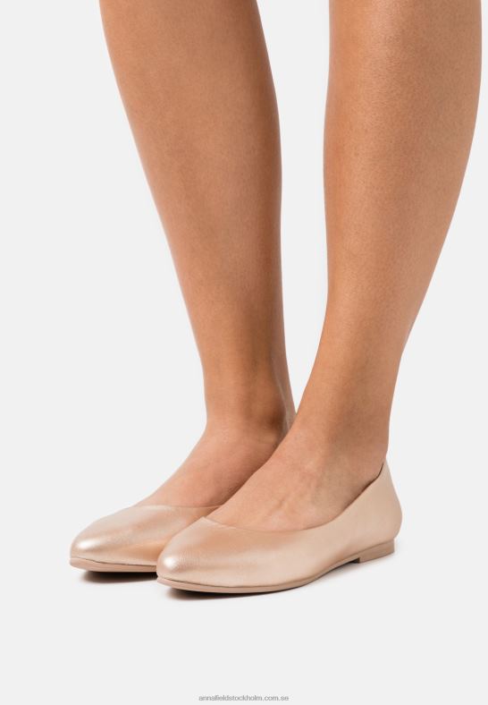 balettpumps i läder roséguld färgade Anna Field 42BF62110 kvinnor