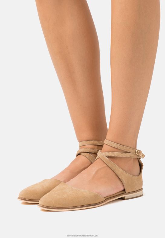 läder ankelrem balett pumps beige Anna Field 42BF62170 kvinnor