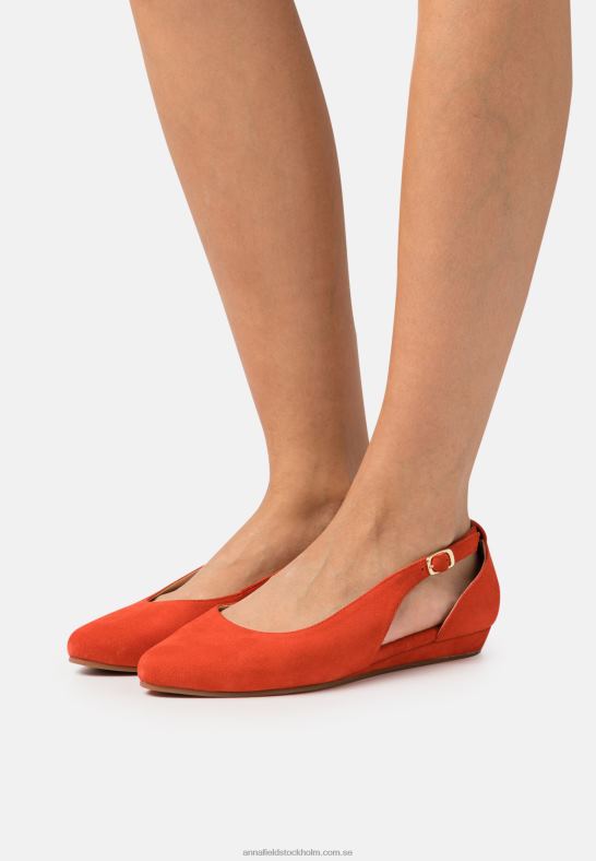 läder ankelrem balett pumps röd Anna Field 42BF62165 kvinnor