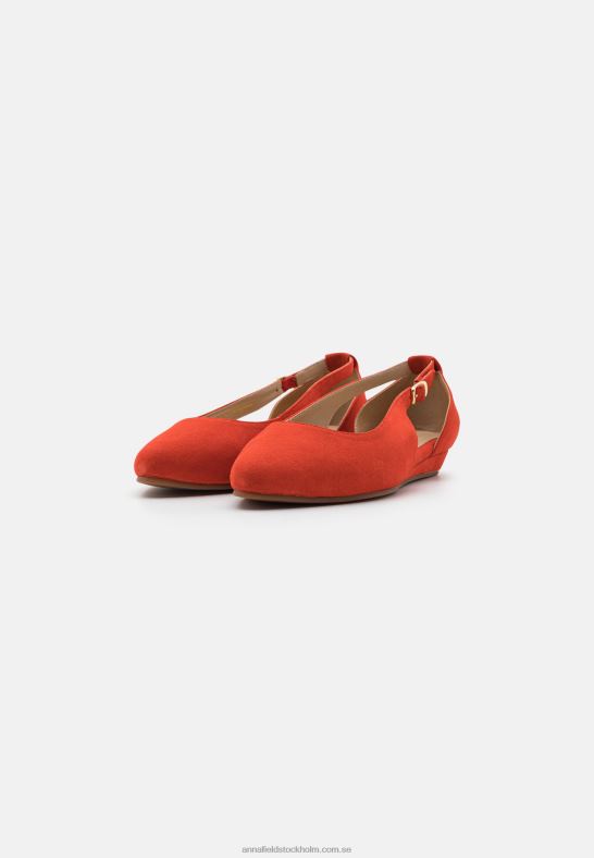 läder ankelrem balett pumps röd Anna Field 42BF62165 kvinnor