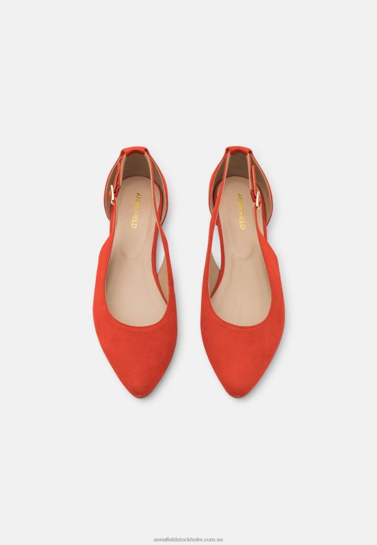 läder ankelrem balett pumps röd Anna Field 42BF62165 kvinnor