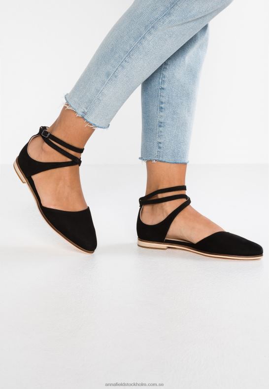 läder ankelrem balett pumps svart Anna Field 42BF62156 kvinnor