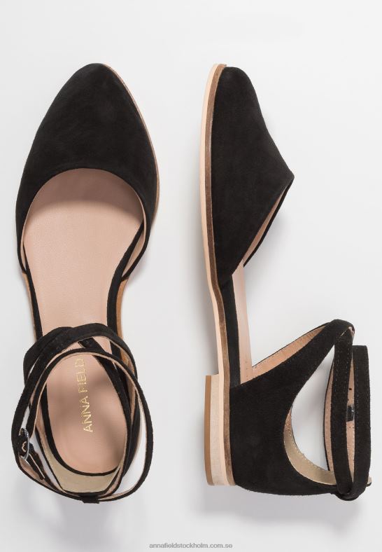 läder ankelrem balett pumps svart Anna Field 42BF62156 kvinnor