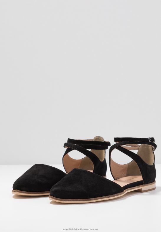 läder ankelrem balett pumps svart Anna Field 42BF62156 kvinnor