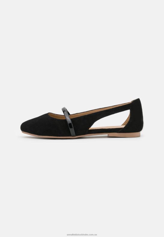 läder ankelrem balett pumps svart Anna Field 42BF62171 kvinnor