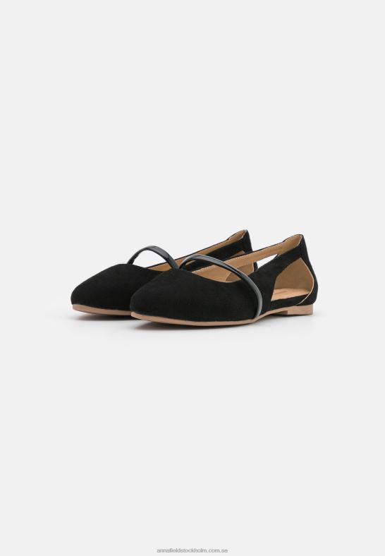 läder ankelrem balett pumps svart Anna Field 42BF62171 kvinnor