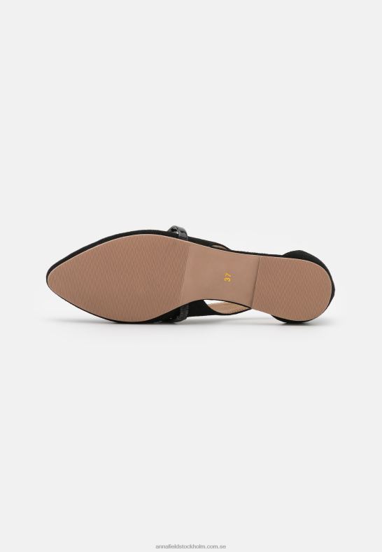 läder ankelrem balett pumps svart Anna Field 42BF62171 kvinnor