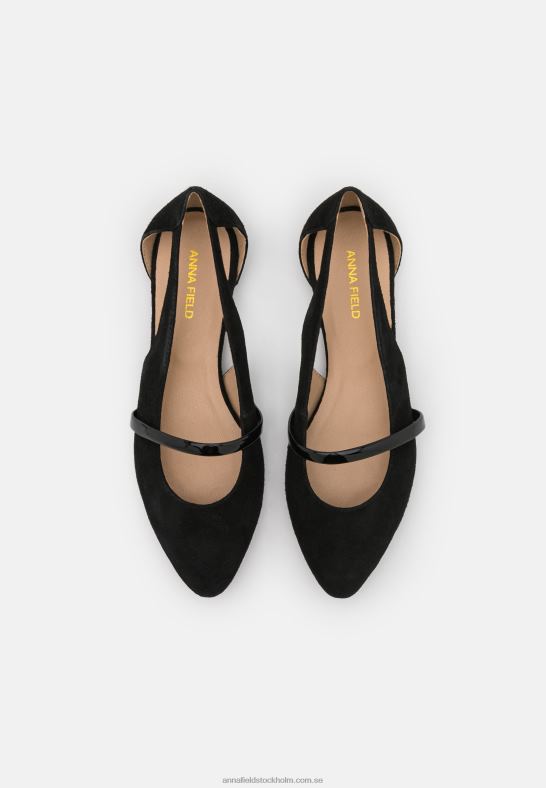 läder ankelrem balett pumps svart Anna Field 42BF62171 kvinnor