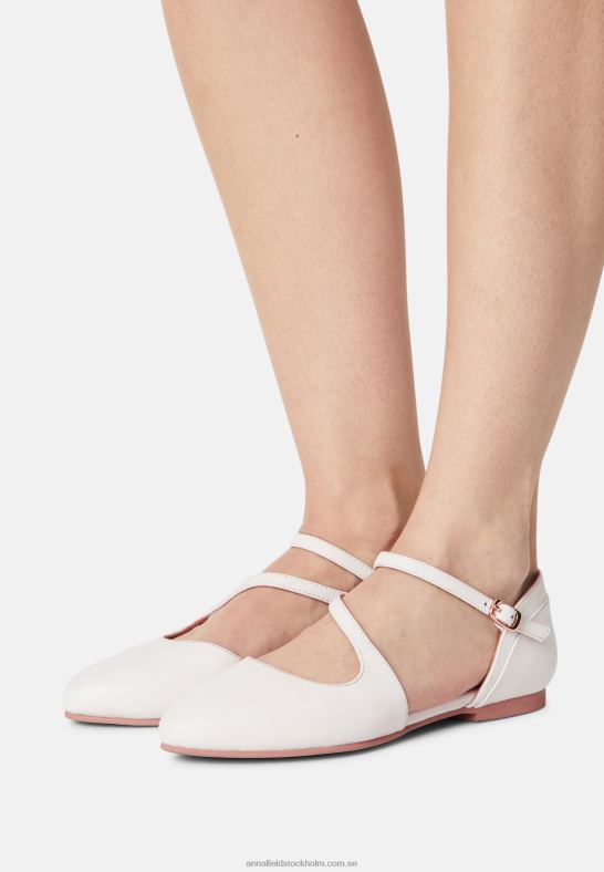 läder ankelrem balett pumps vit Anna Field 42BF62167 kvinnor