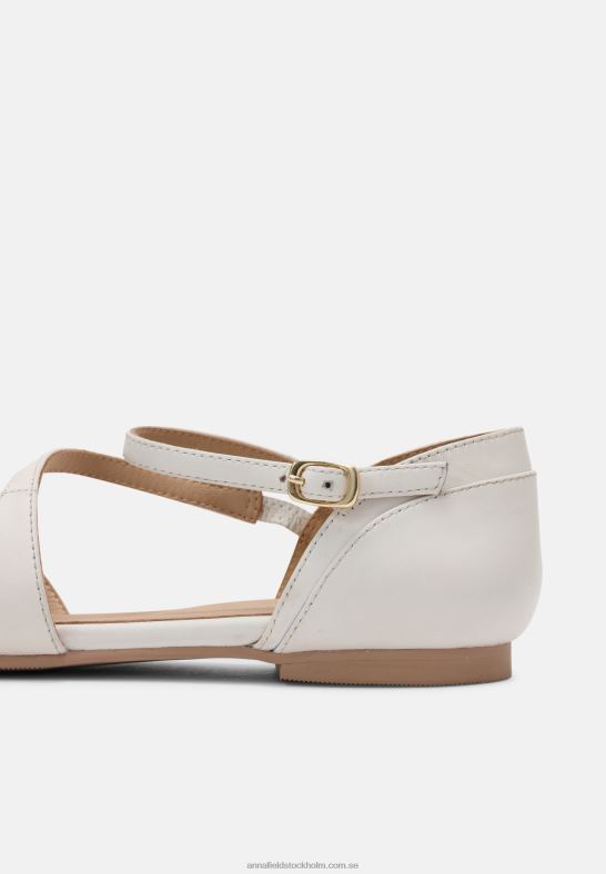 läder ankelrem balett pumps vit Anna Field 42BF62167 kvinnor