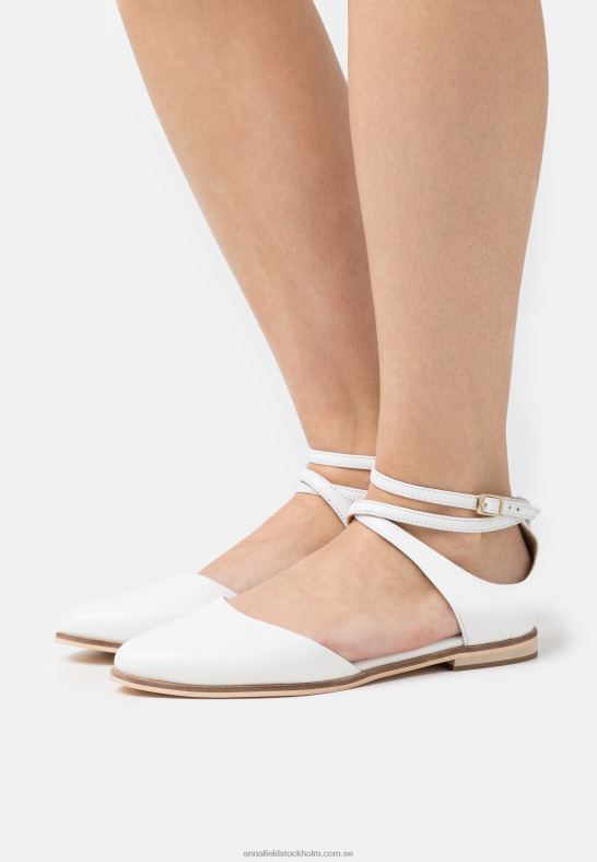 läder ankelrem balett pumps vit Anna Field 42BF62180 kvinnor