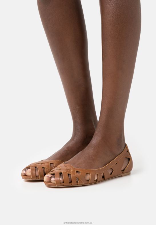 läder peeptoe balett pumps cognac Anna Field 42BF62125 kvinnor