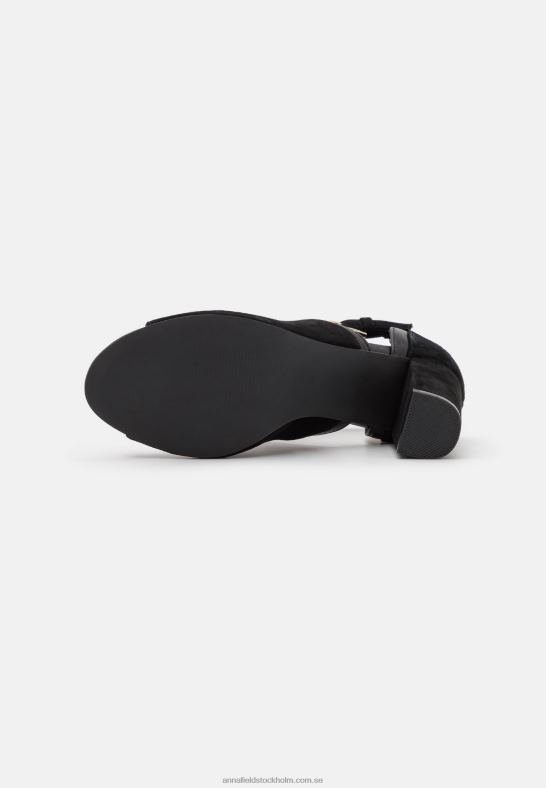läder ankel manschett sandaler svart Anna Field 42BF61314 kvinnor