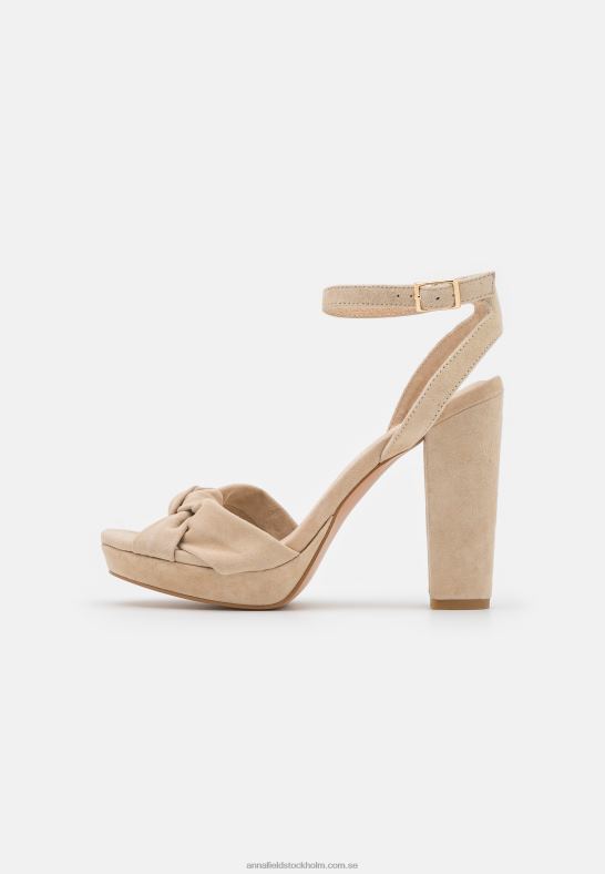 läder högklackade sandaler beige Anna Field 42BF61578 kvinnor