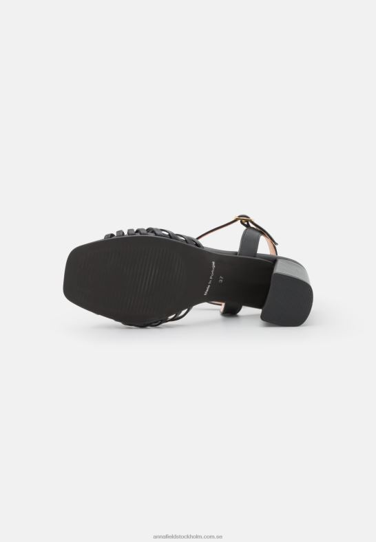 läder högklackade sandaler svarta Anna Field 42BF61400 kvinnor