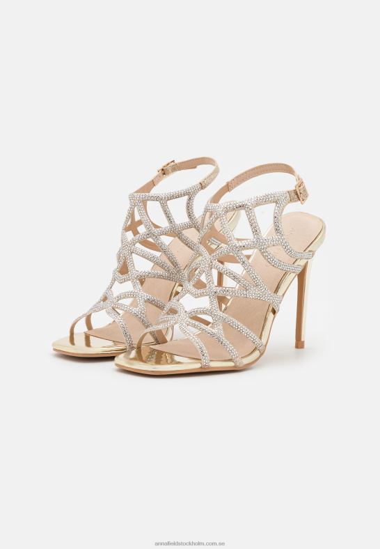 läder sandaler med hög klack i guld Anna Field 42BF61354 kvinnor