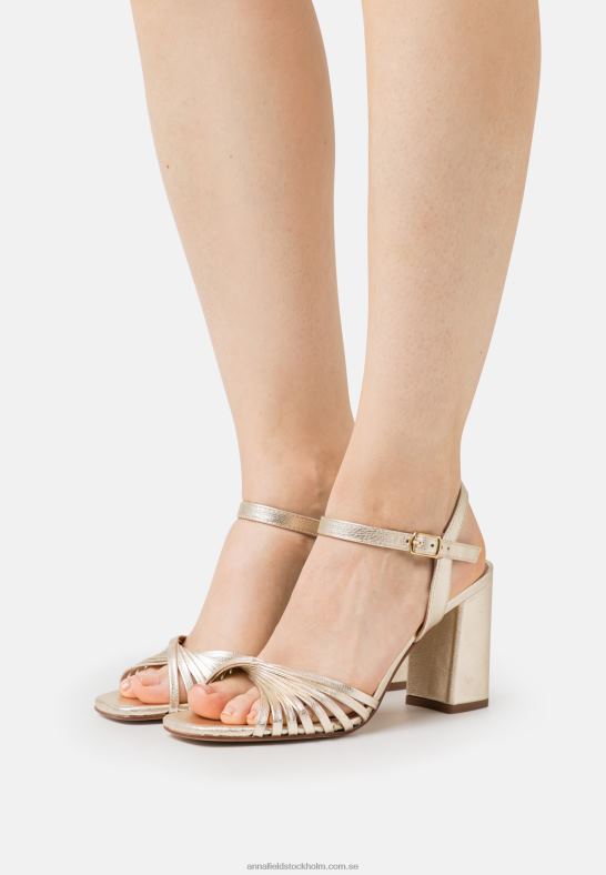 läder sandaler med hög klack i guld Anna Field 42BF61397 kvinnor