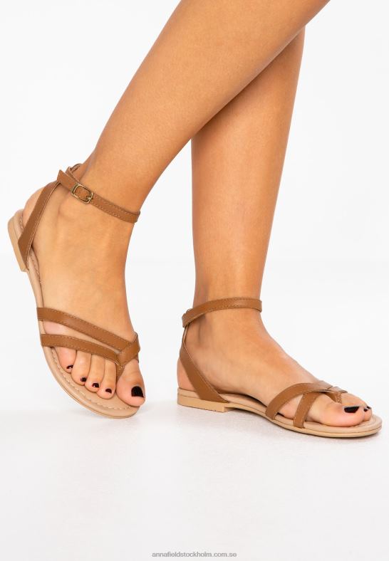 läder t-bar sandaler cognac Anna Field 42BF61513 kvinnor
