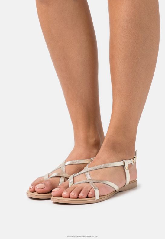 läder t-bar sandaler guld Anna Field 42BF61522 kvinnor
