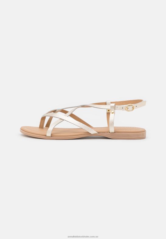 läder t-bar sandaler guld Anna Field 42BF61522 kvinnor