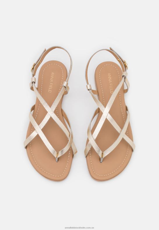 läder t-bar sandaler guld Anna Field 42BF61522 kvinnor