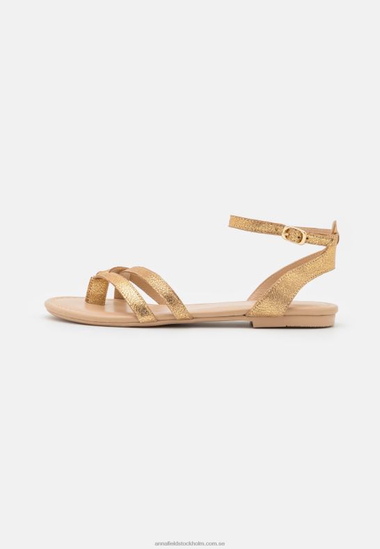 läder t-bar sandaler guld Anna Field 42BF61529 kvinnor