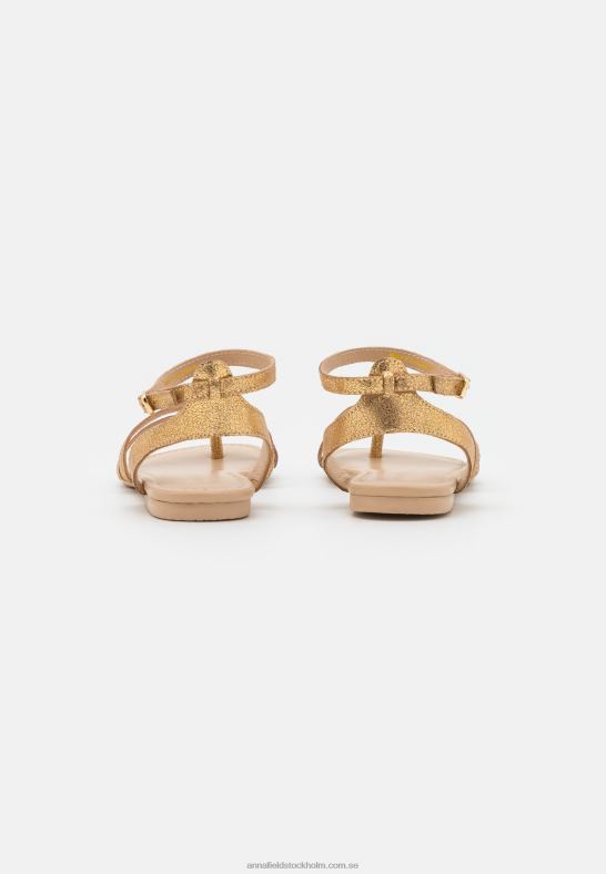 läder t-bar sandaler guld Anna Field 42BF61529 kvinnor