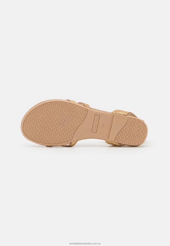 läder t-bar sandaler guld Anna Field 42BF61529 kvinnor