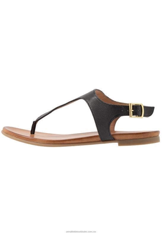 läder t-bar sandaler svarta Anna Field 42BF61521 kvinnor