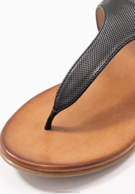 läder t-bar sandaler svarta Anna Field 42BF61521 kvinnor