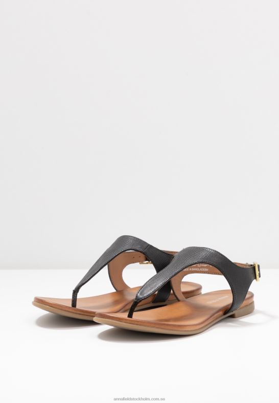 läder t-bar sandaler svarta Anna Field 42BF61521 kvinnor