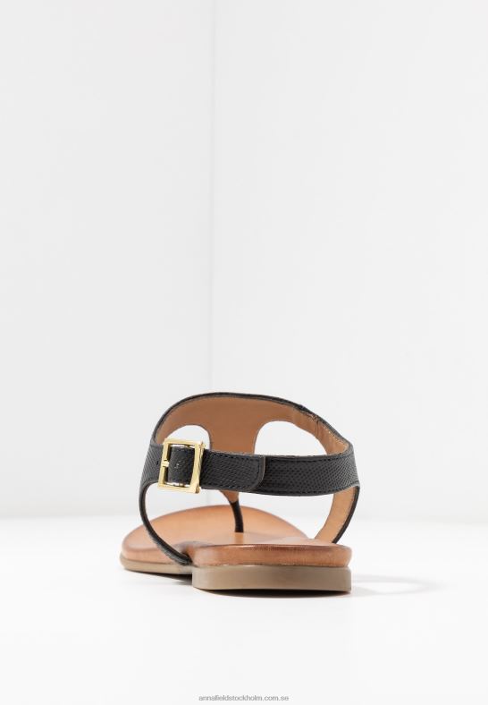 läder t-bar sandaler svarta Anna Field 42BF61521 kvinnor