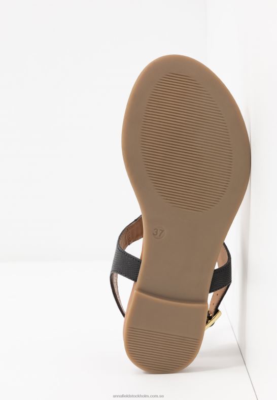 läder t-bar sandaler svarta Anna Field 42BF61521 kvinnor