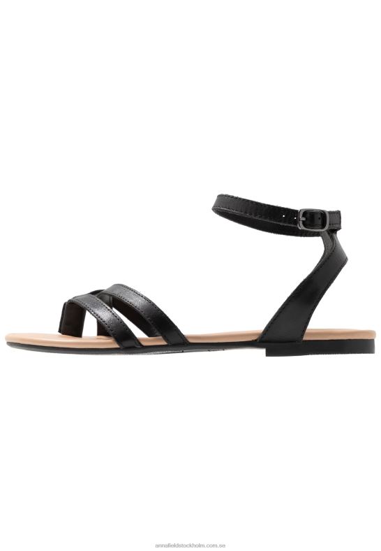 läder t-bar sandaler svarta Anna Field 42BF61523 kvinnor