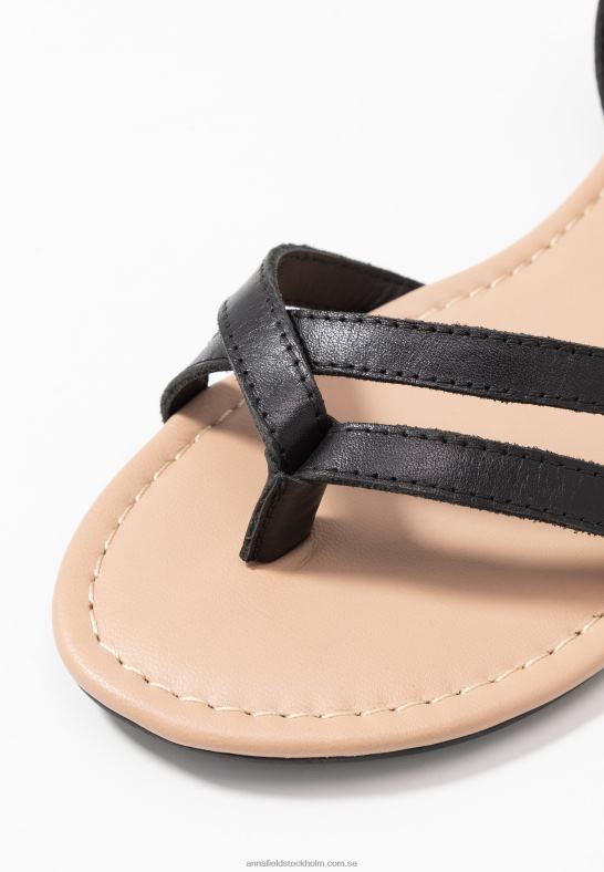 läder t-bar sandaler svarta Anna Field 42BF61523 kvinnor
