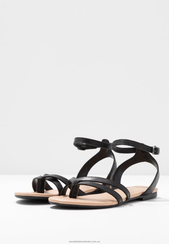 läder t-bar sandaler svarta Anna Field 42BF61523 kvinnor