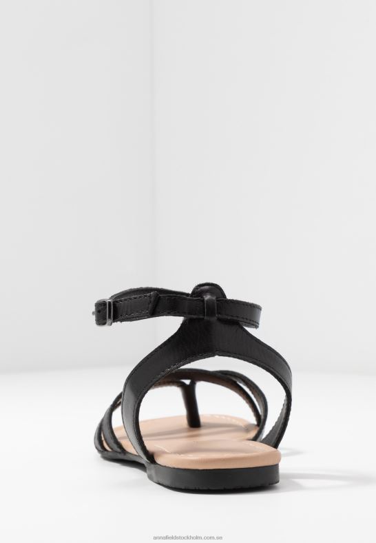 läder t-bar sandaler svarta Anna Field 42BF61523 kvinnor