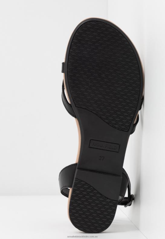 läder t-bar sandaler svarta Anna Field 42BF61523 kvinnor