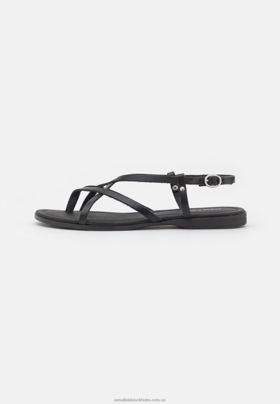 läder t-bar sandaler svarta Anna Field 42BF61532 kvinnor