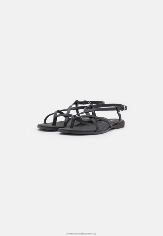 läder t-bar sandaler svarta Anna Field 42BF61532 kvinnor