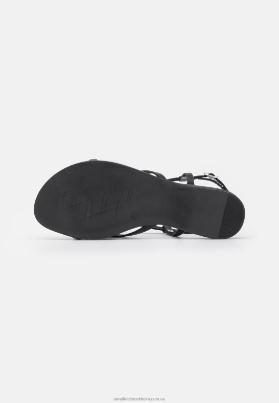 läder t-bar sandaler svarta Anna Field 42BF61532 kvinnor