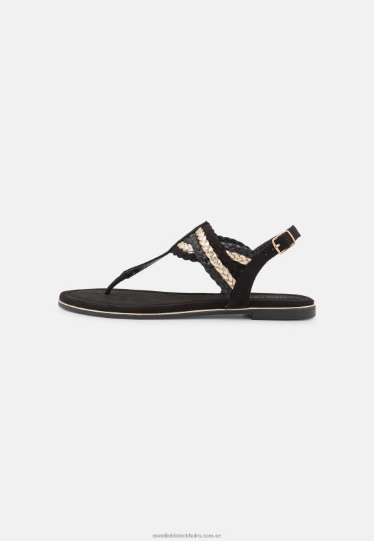 t-bar sandaler svart/guld Anna Field 42BF61503 kvinnor