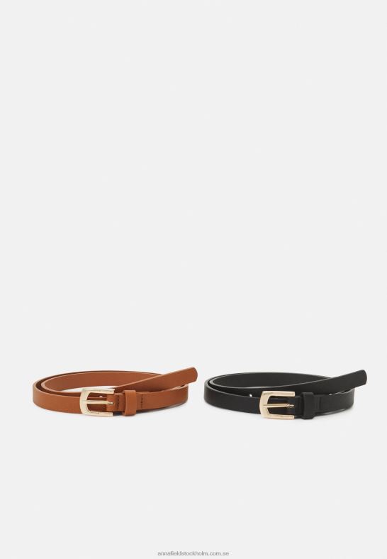 2-pack bälte svart/konjak Anna Field 42BF62727 kvinnor