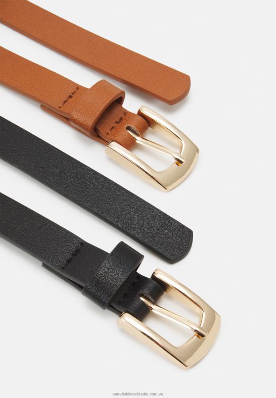 2-pack bälte svart/konjak Anna Field 42BF62727 kvinnor