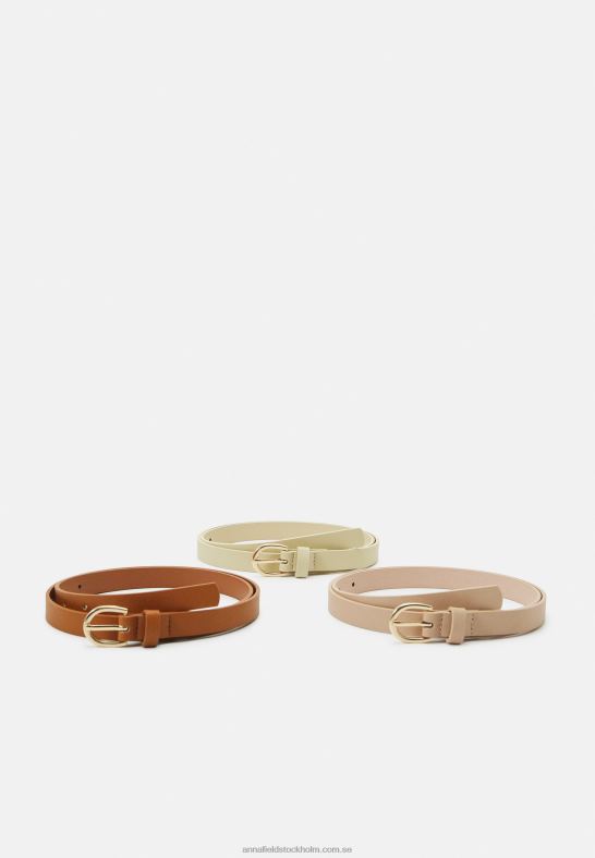 3-pack bälte cognac/beige/rosa Anna Field 42BF62730 kvinnor