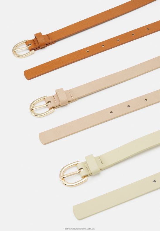 3-pack bälte cognac/beige/rosa Anna Field 42BF62730 kvinnor