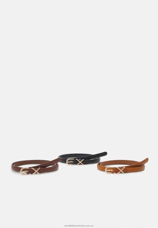 3-pack bälte svart/brunt/konjak Anna Field 42BF62737 kvinnor